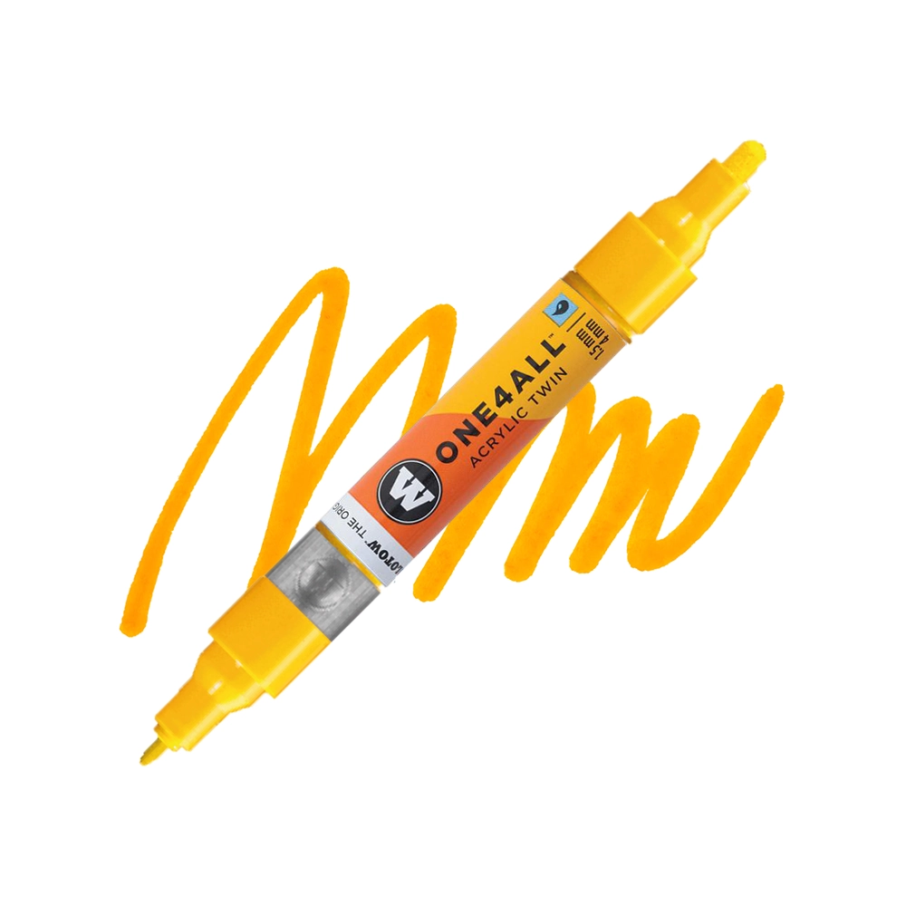 Molotow ONE4ALL Acryl Twin двустранен акрилен маркер, 1,5 + 4 мм, сигнално жълт